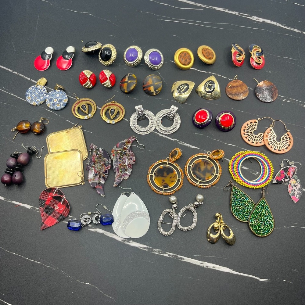 Bulk Wearable Jewelry Lot – 27 Pair Mixed Style Earrings Collection Fashion Set